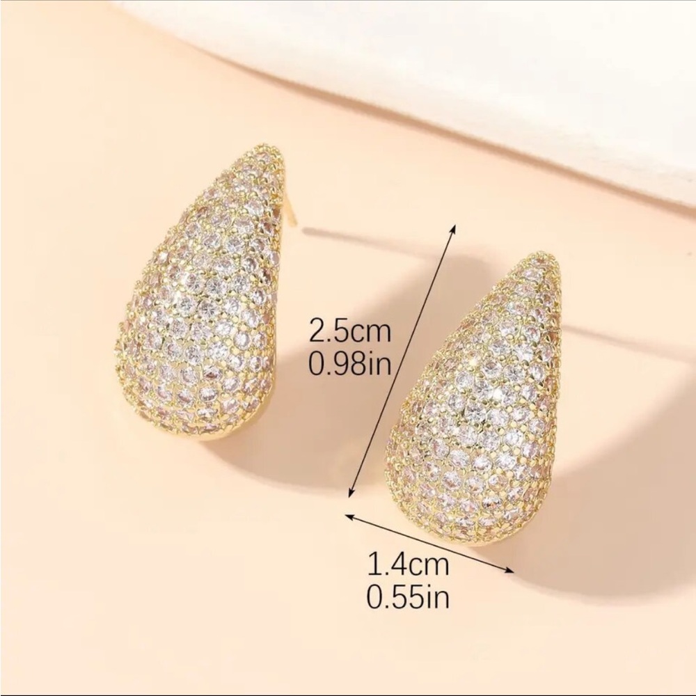Silver Rhinestone Teardrop Earrings - Picture 4 of 4